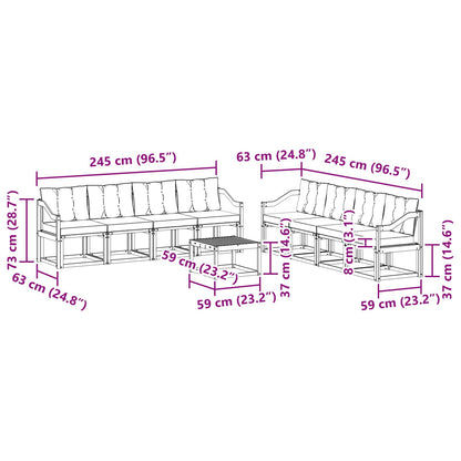 Set di divani da esterno 9 pcs Grigio Naturale e Chiaro | homemem39