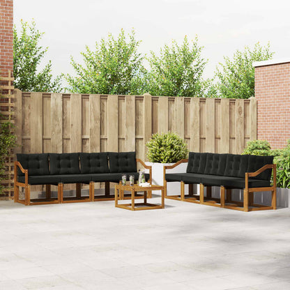 Set di divani da esterno con cuscino 9 pcs Naturale e Nero
