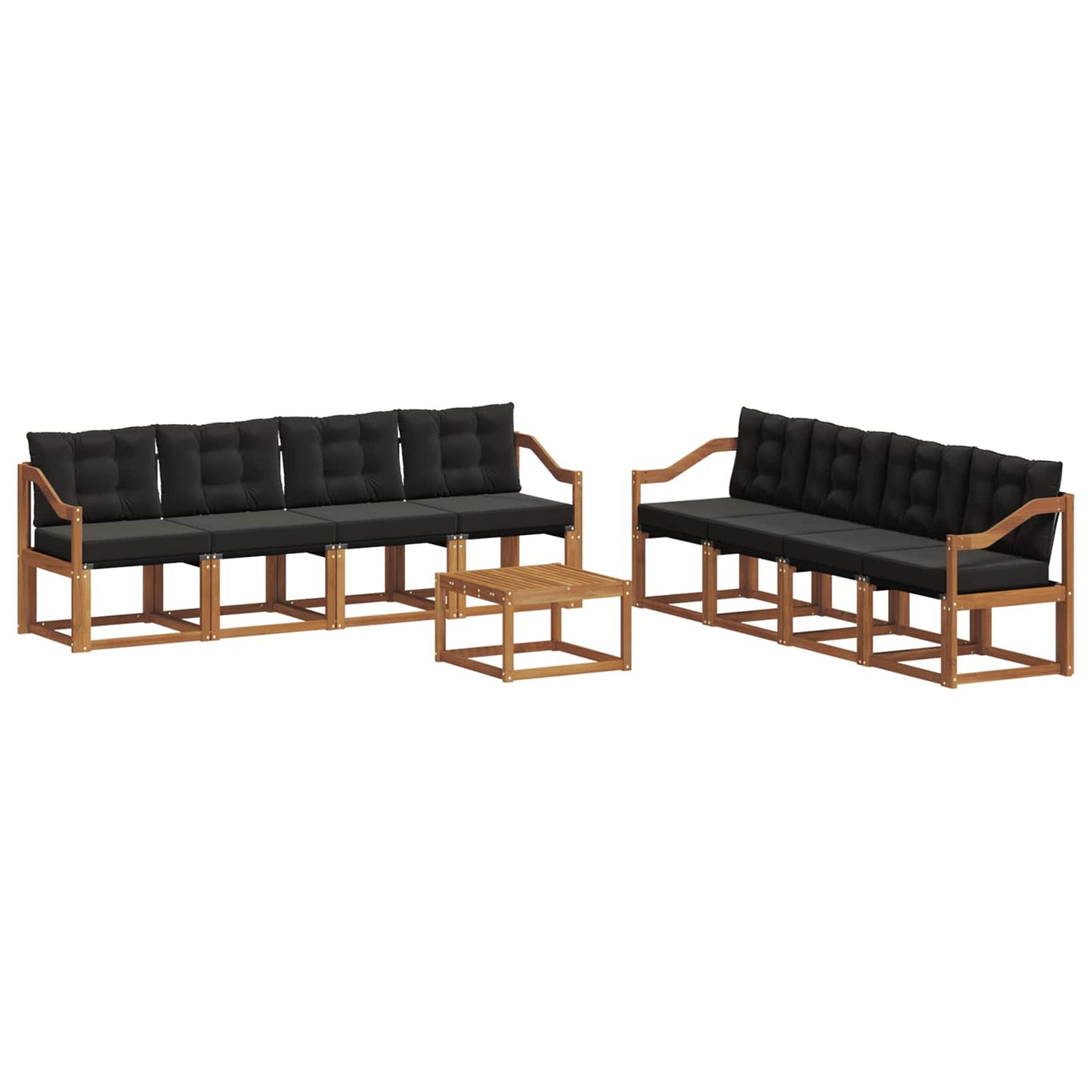 Set di divani da esterno con cuscino 9 pcs Naturale e Nero