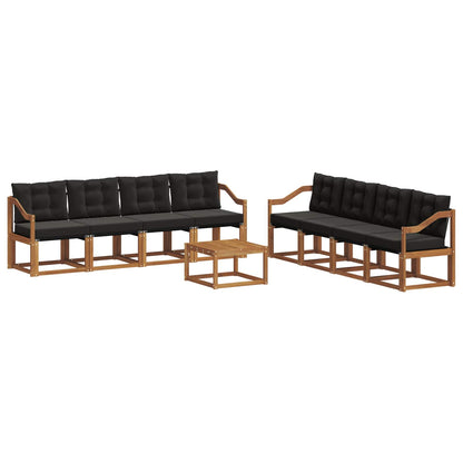 Set di divani da esterno con cuscino 9 pcs Naturale e Nero
