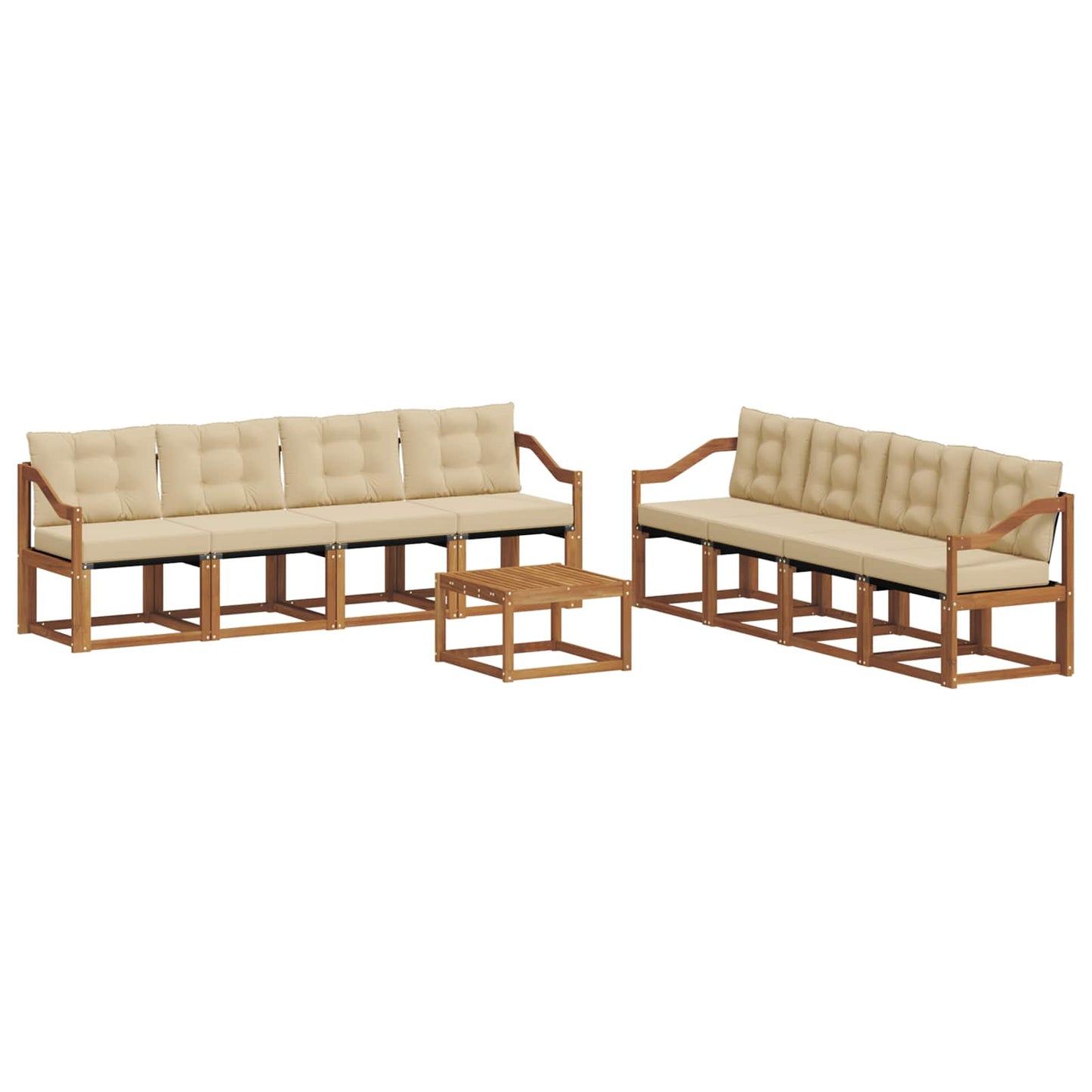 Set di divani da esterno con cuscino 9 pcs Naturale e Beige | homemem39