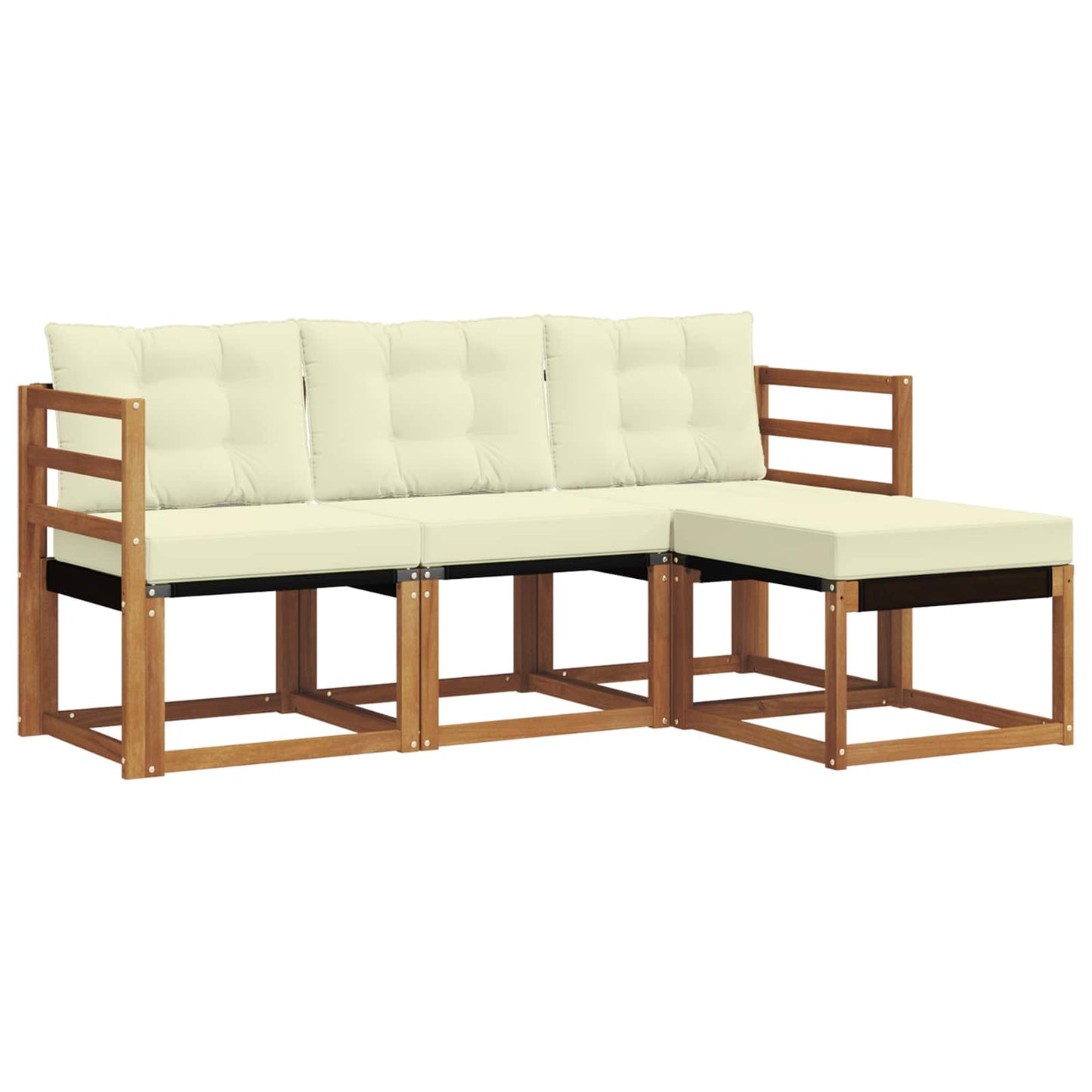 Set di divani da esterno con cuscino 4 pcs Naturale e Crema
