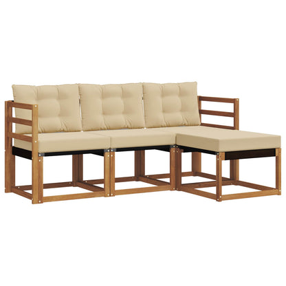 Set di divani da esterno con cuscino 4 pcs Naturale e Beige