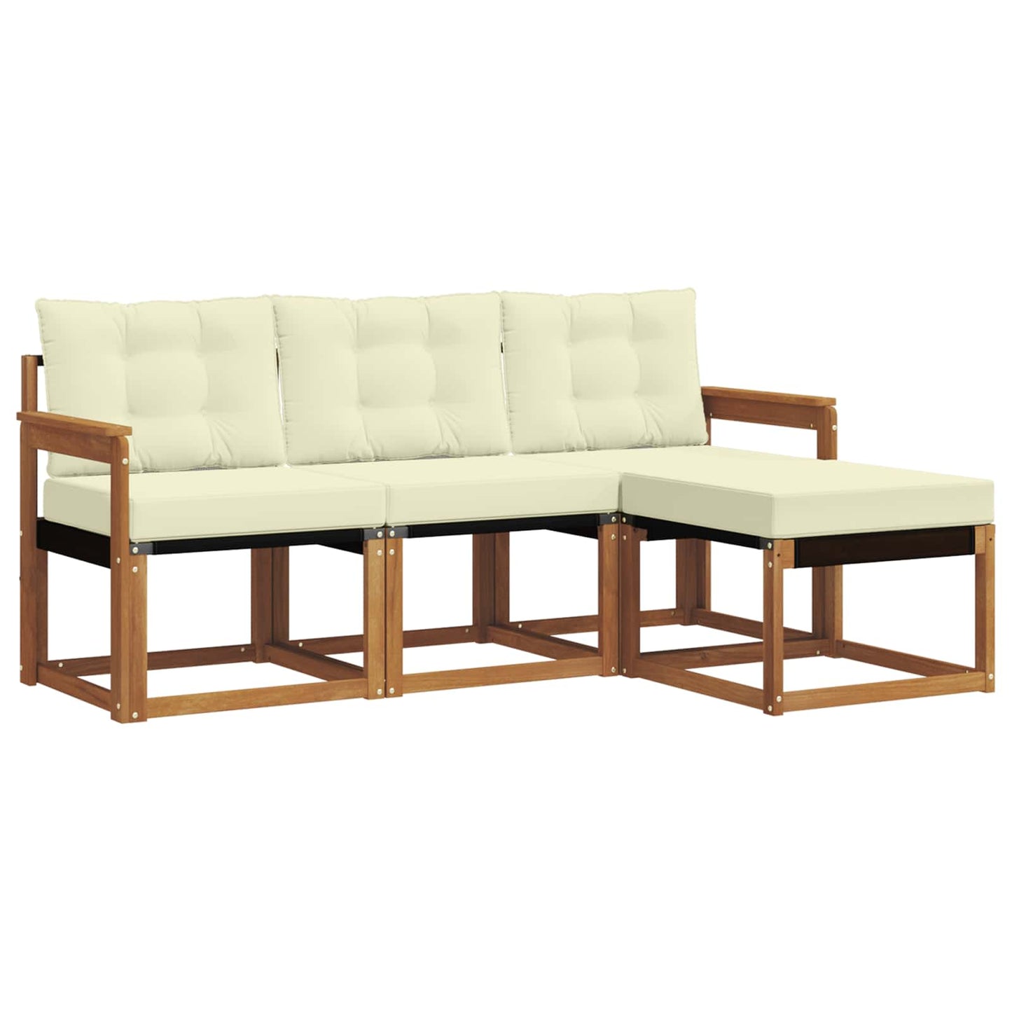 Set di divani da esterno con cuscino 4 pcs Naturale e Crema
