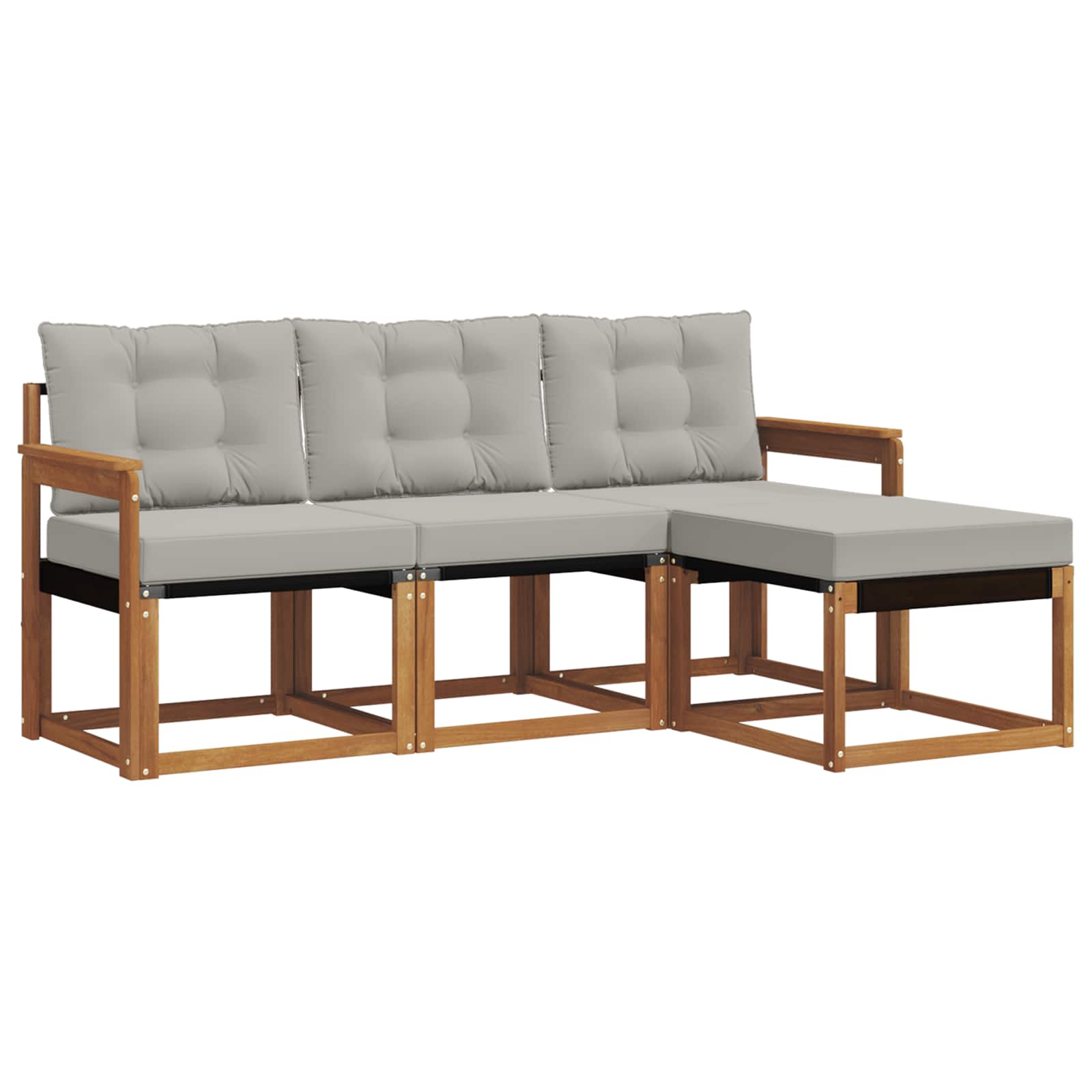 Set di divani da esterno 4 pcs Grigio Naturale e Chiaro | homemem39