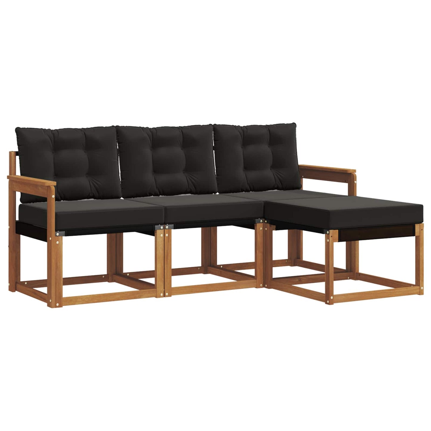 Set di divani da esterno con cuscino 4 pcs Naturale e Nero | homemem39