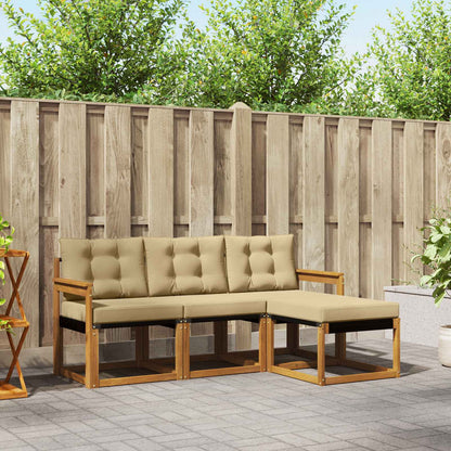 Set di divani da esterno con cuscino 4 pcs Naturale e Beige