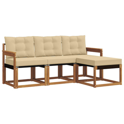 Set di divani da esterno con cuscino 4 pcs Naturale e Beige | homemem39