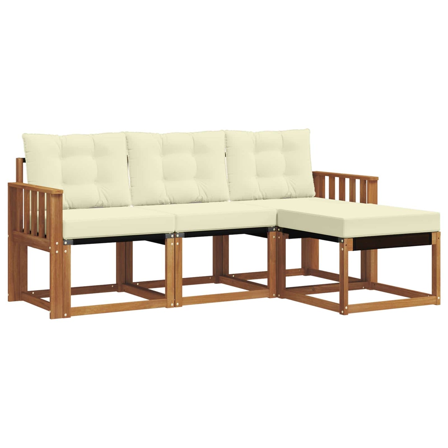 Set di divani da esterno con cuscino 4 pcs Naturale e Crema | homemem39