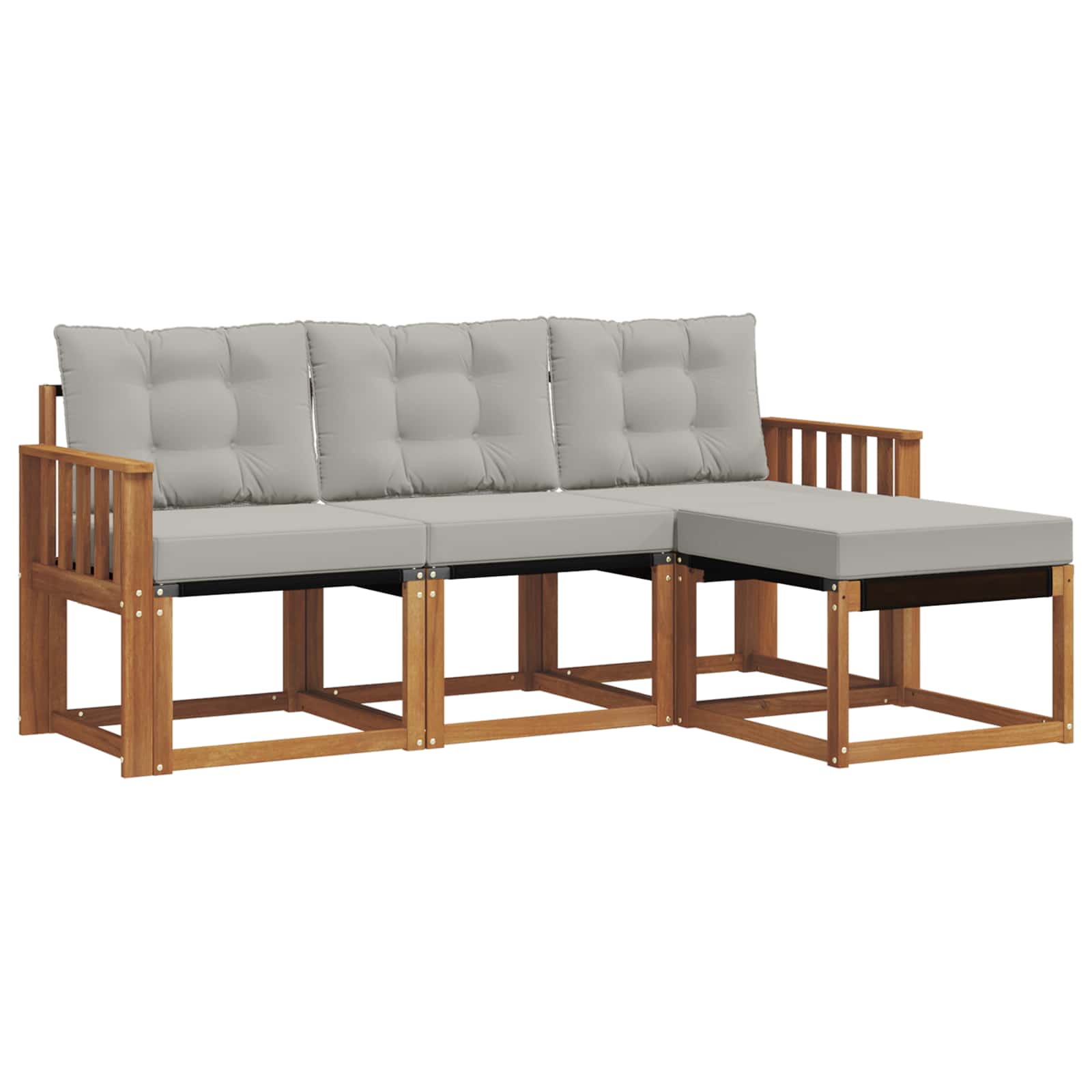 Set di divani da esterno 4 pcs Grigio Naturale e Chiaro | homemem39