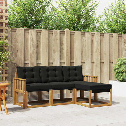 Set di divani da esterno con cuscino 4 pcs Naturale e Nero | homemem39