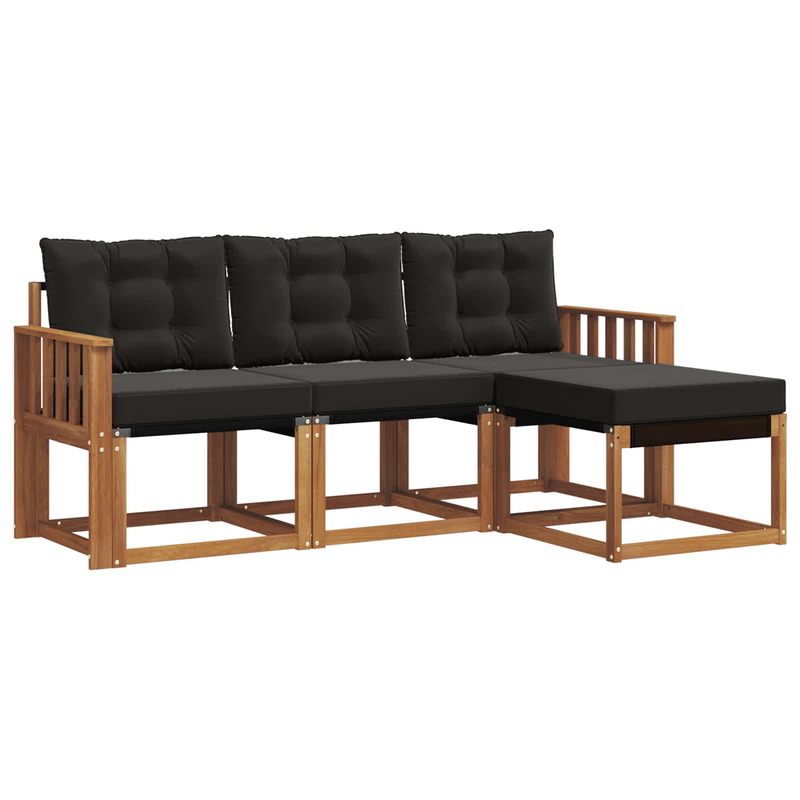 Set di divani da esterno con cuscino 4 pcs Naturale e Nero | homemem39