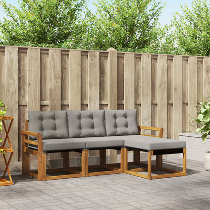 Set di divani da esterno 4 pcs Grigio Naturale e Chiaro