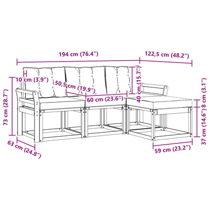 Set di divani da esterno 4 pcs Grigio Naturale e Chiaro