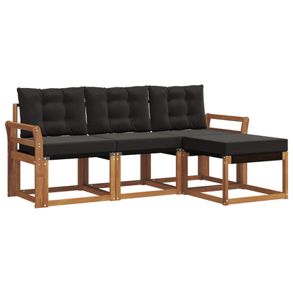 Set di divani da esterno con cuscino 4 pcs Naturale e Nero | homemem39