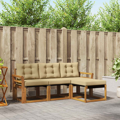Set di divani da esterno con cuscino 4 pcs Naturale e Beige