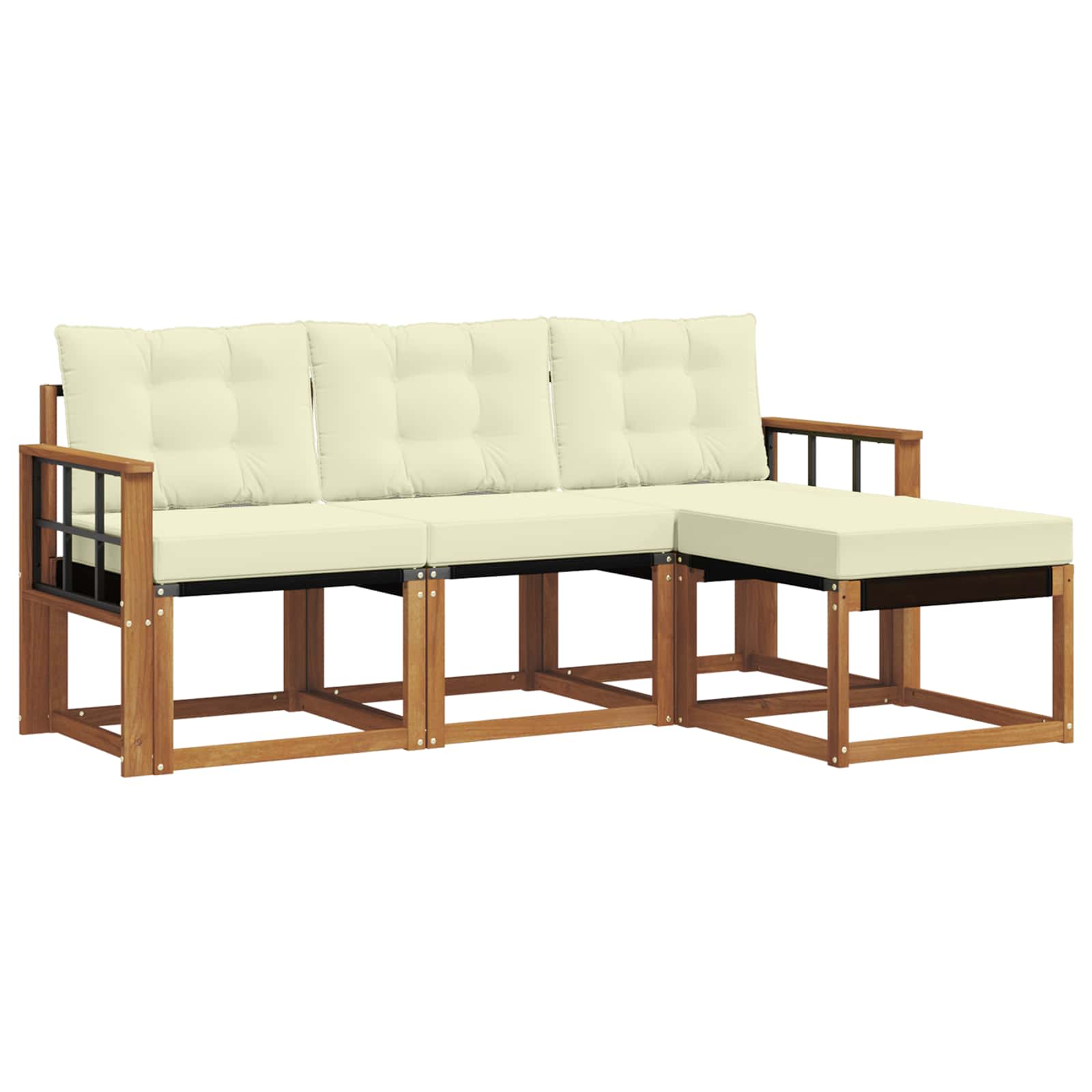 Set di divani da esterno con cuscino 4 pcs Naturale e Crema | homemem39