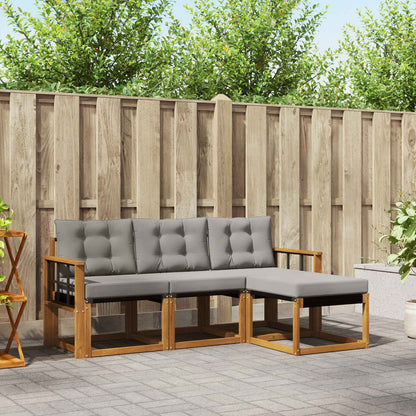 Set di divani da esterno 4 pcs Grigio Naturale e Chiaro | homemem39