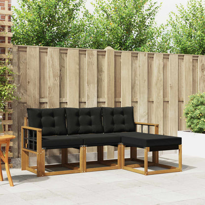 Set di divani da esterno con cuscino 4 pcs Naturale e Nero