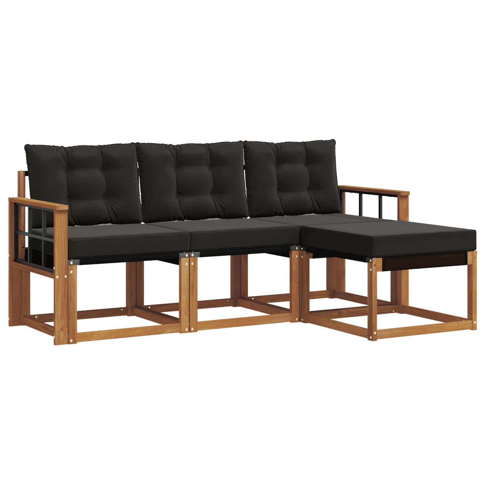 Set di divani da esterno con cuscino 4 pcs Naturale e Nero | homemem39