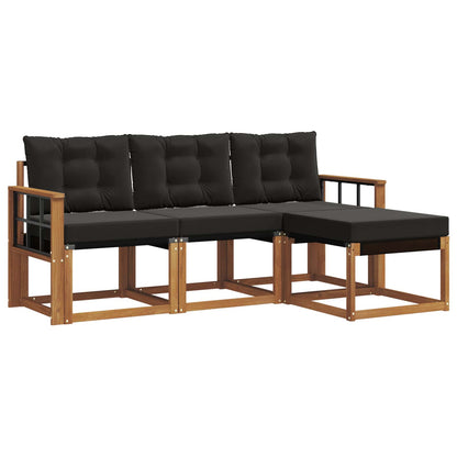 Set di divani da esterno con cuscino 4 pcs Naturale e Nero | homemem39