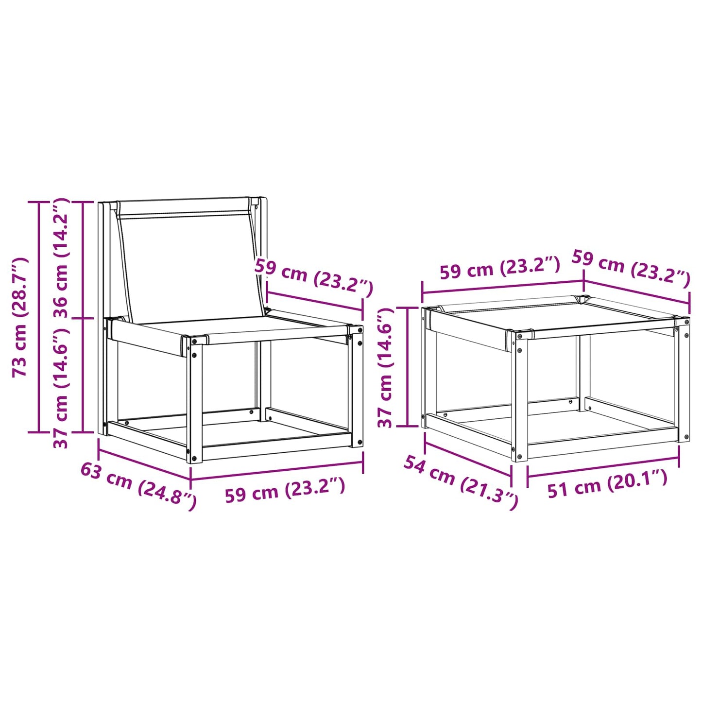 Set di divani da esterno con cuscino 4 pcs Naturale e Nero | homemem39