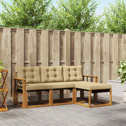 Set di divani da esterno con cuscino 4 pcs Naturale e Beige