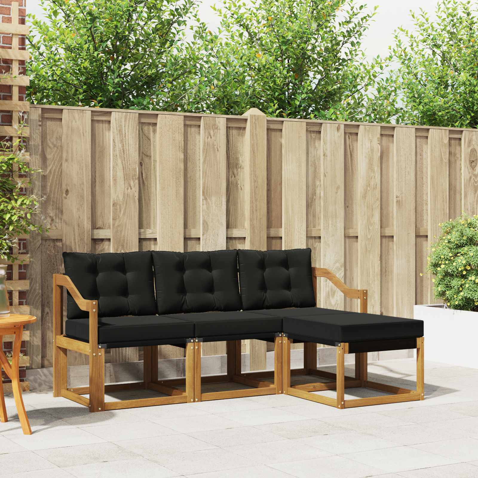 Set di divani da esterno con cuscino 4 pcs Naturale e Nero | homemem39