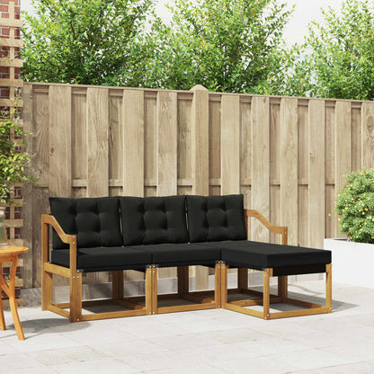 Set di divani da esterno con cuscino 4 pcs Naturale e Nero