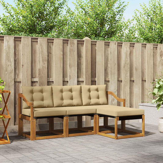 Set di divani da esterno con cuscino 4 pcs Naturale e Beige | homemem39
