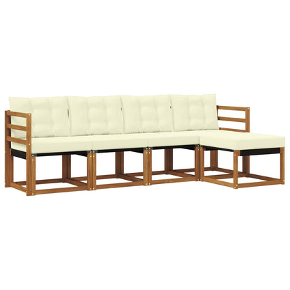 Set di divani da esterno con cuscino 5 pcs Naturale e Crema