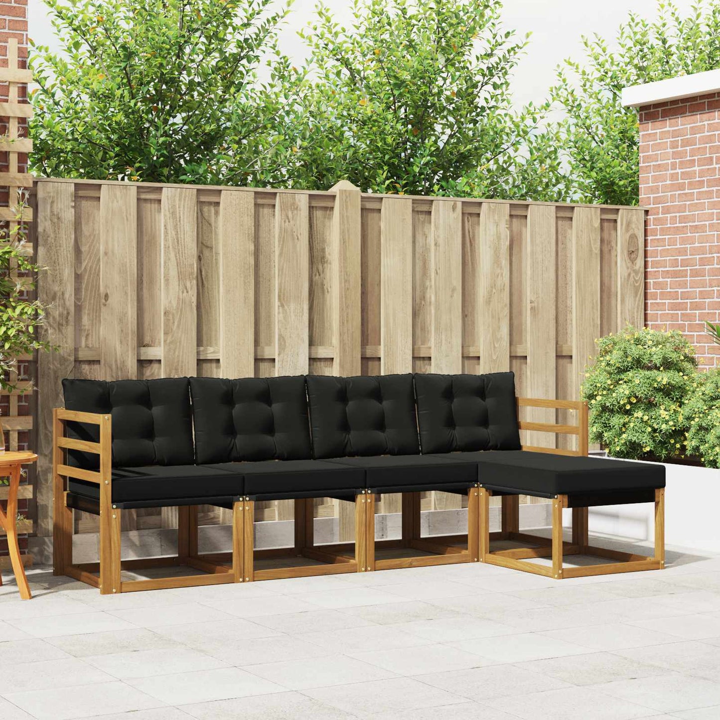 Set di divani da esterno con cuscino 5 pcs Naturale e Nero | homemem39