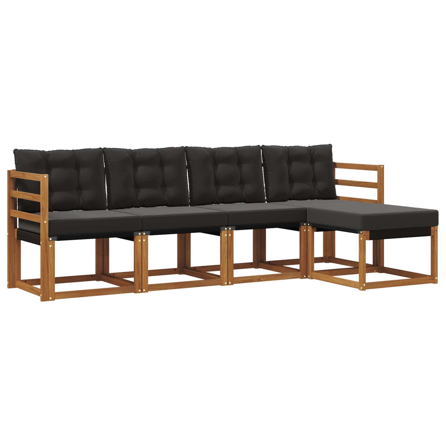 Set di divani da esterno con cuscino 5 pcs Naturale e Nero | homemem39