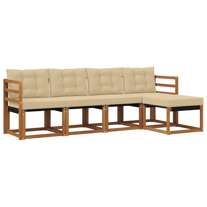 Set di divani da esterno con cuscino 5 pcs Naturale e Beige