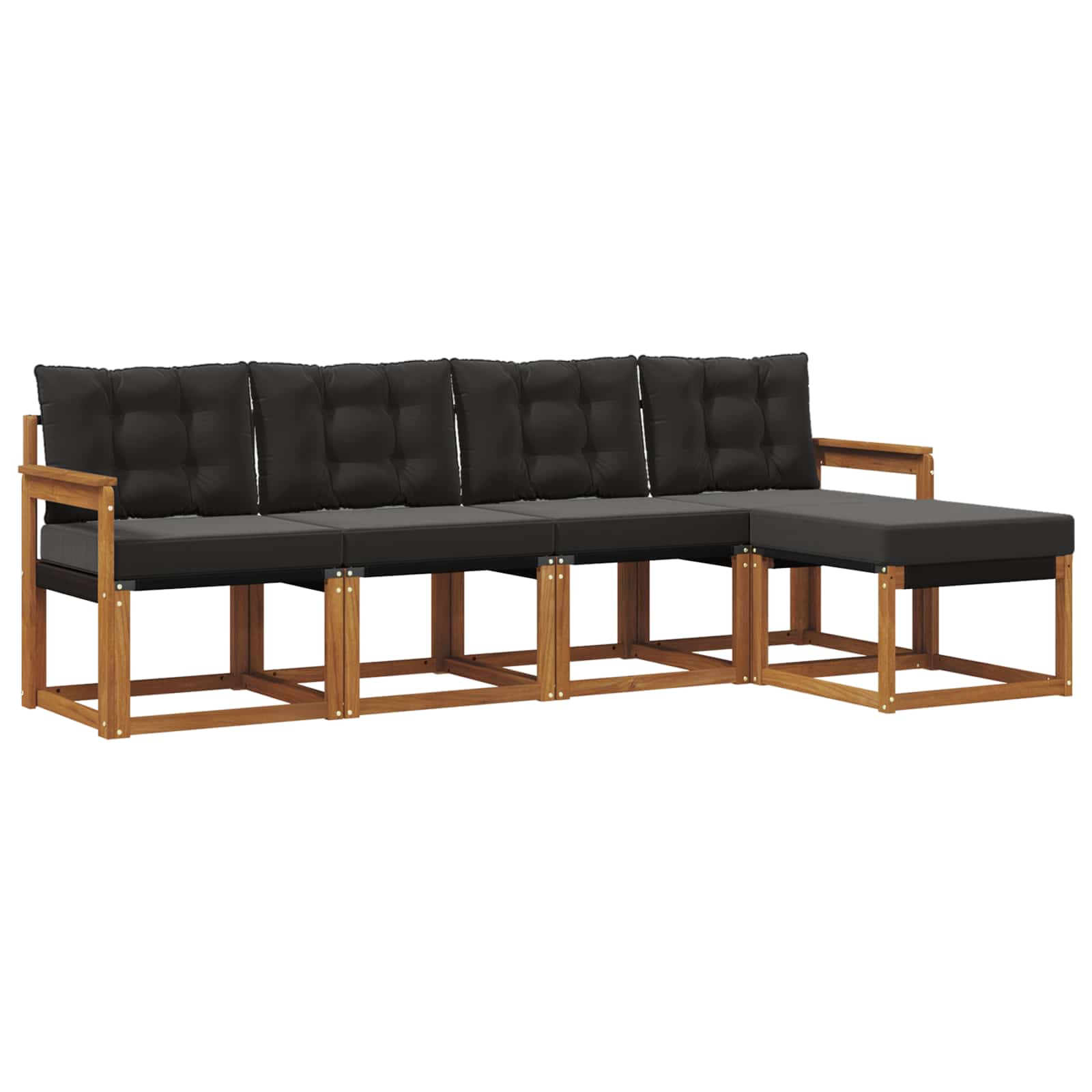 Set di divani da esterno con cuscino 5 pcs Naturale e Nero | homemem39