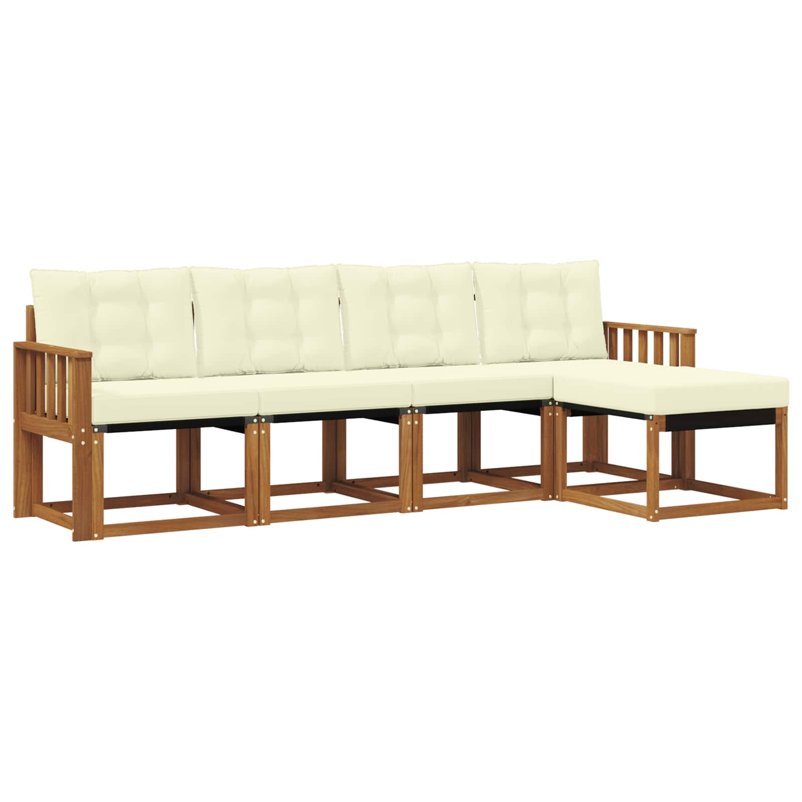 Set di divani da esterno con cuscino 5 pcs Naturale e Crema | homemem39