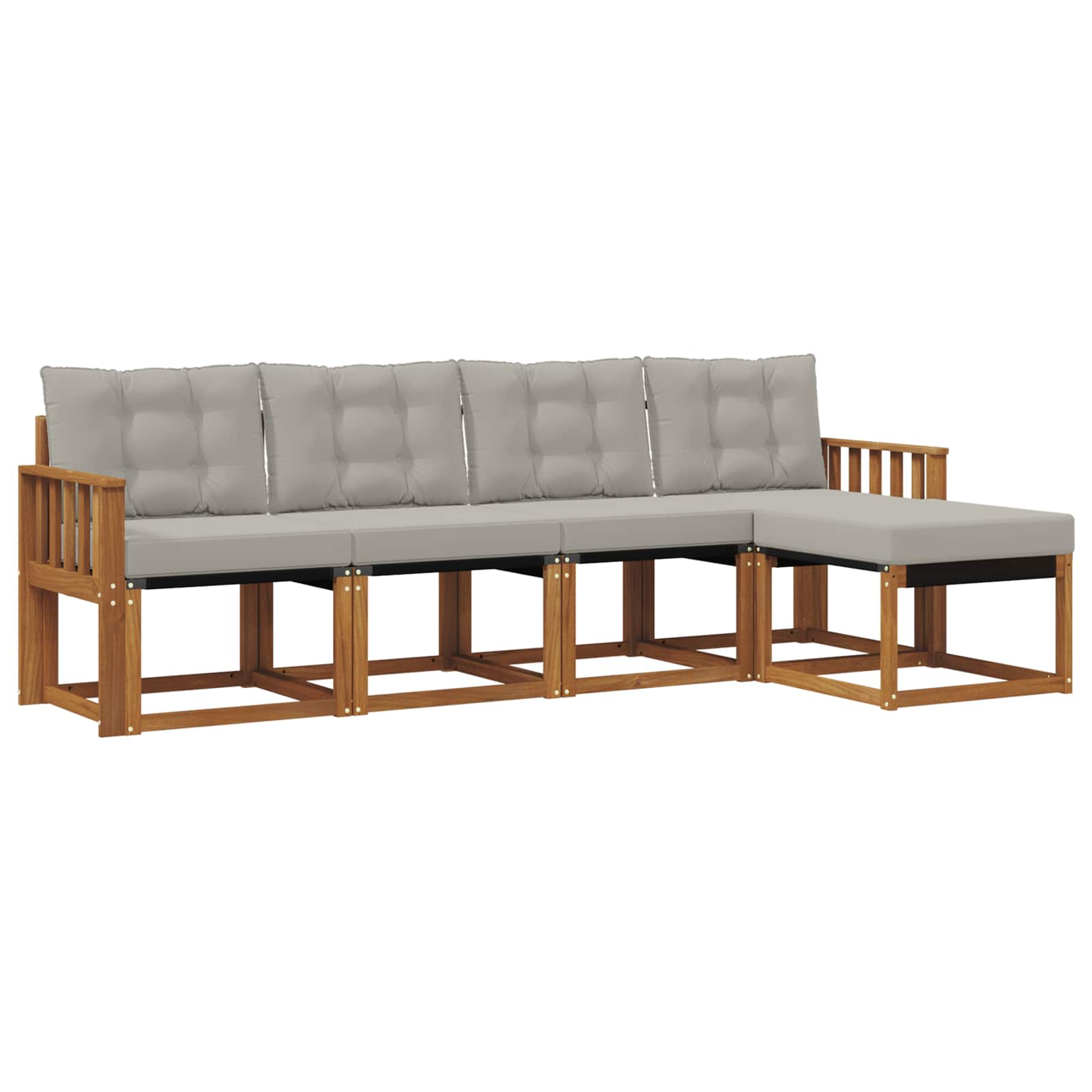 Set di divani da esterno 5 pcs Grigio Naturale e Chiaro | homemem39