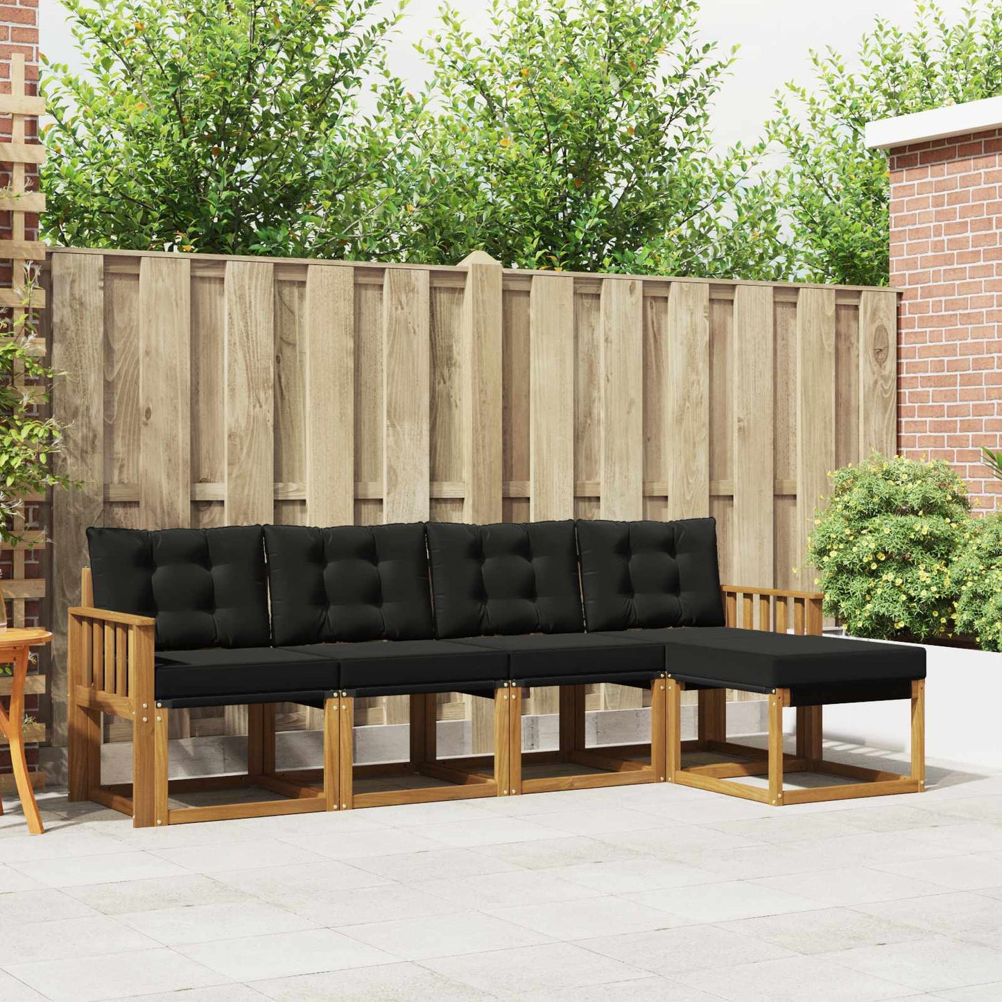 Set di divani da esterno con cuscino 5 pcs Naturale e Nero | homemem39