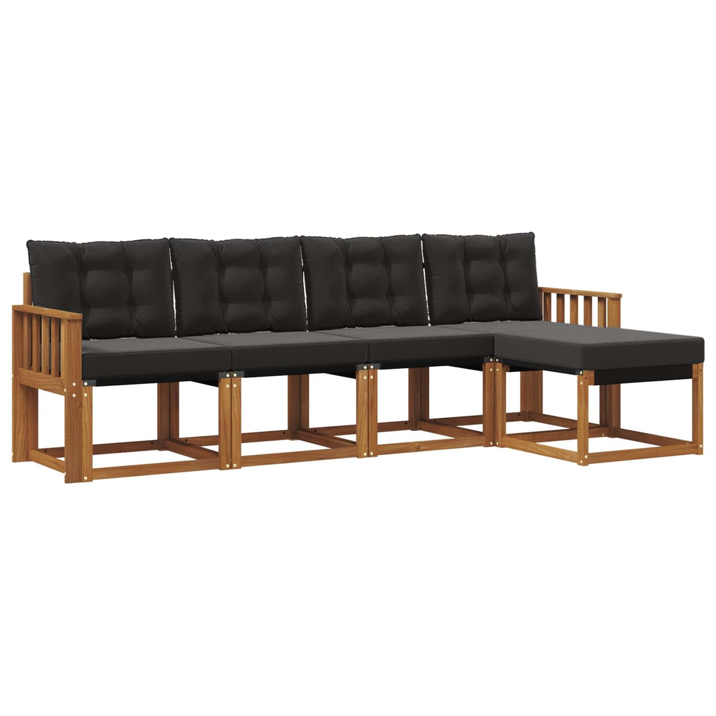 Set di divani da esterno con cuscino 5 pcs Naturale e Nero