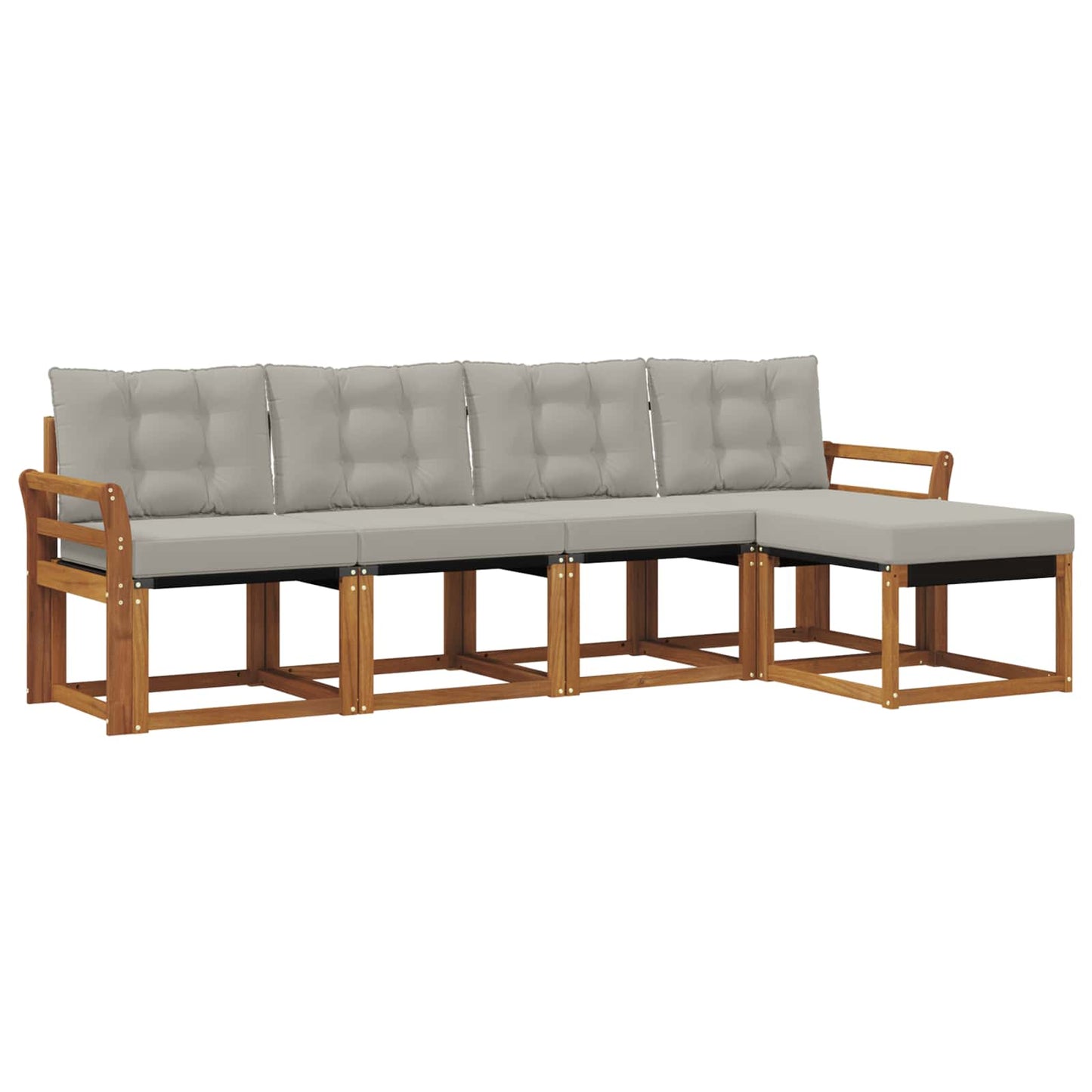 Set di divani da esterno 5 pcs Grigio Naturale e Chiaro