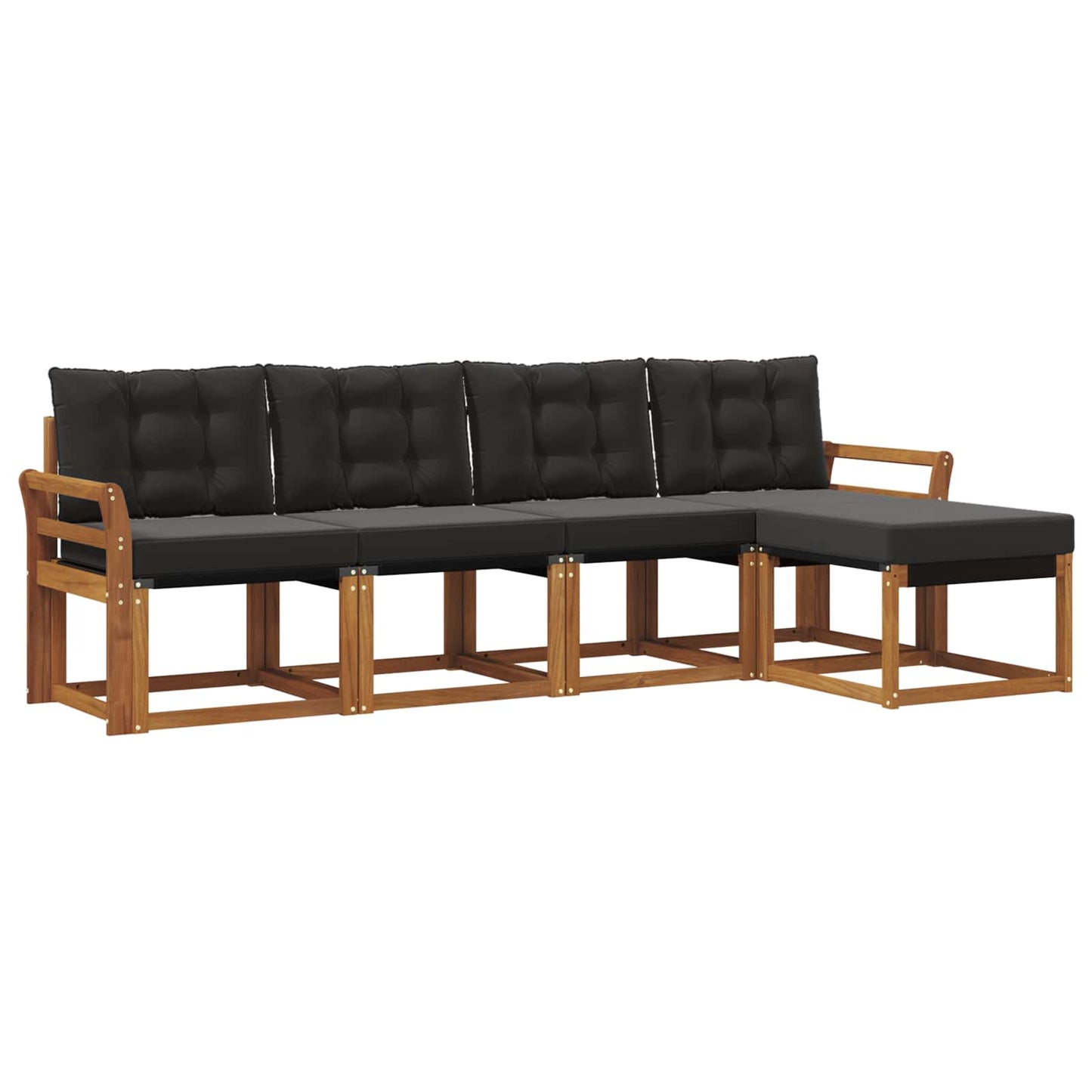 Set di divani da esterno con cuscino 5 pcs Naturale e Nero