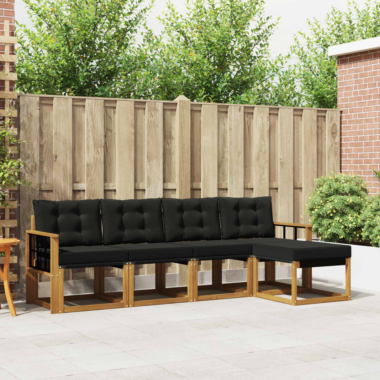 Set di divani da esterno con cuscino 5 pcs Naturale e Nero | homemem39