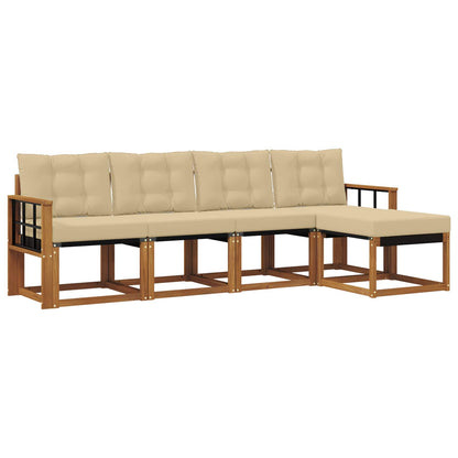 Set di divani da esterno con cuscino 5 pcs Naturale e Beige