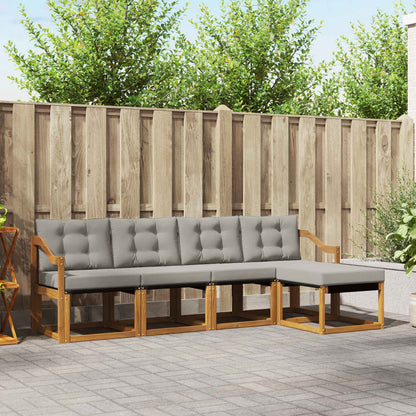 Set di divani da esterno 5 pcs Grigio Naturale e Chiaro