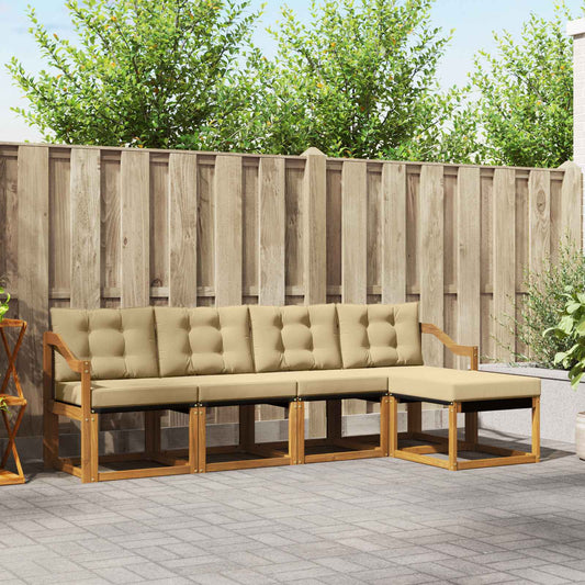 Set di divani da esterno con cuscino 5 pcs Naturale e Beige