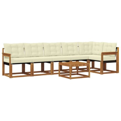 Set di divani da esterno con cuscino 7 pcs Naturale e Crema | homemem39