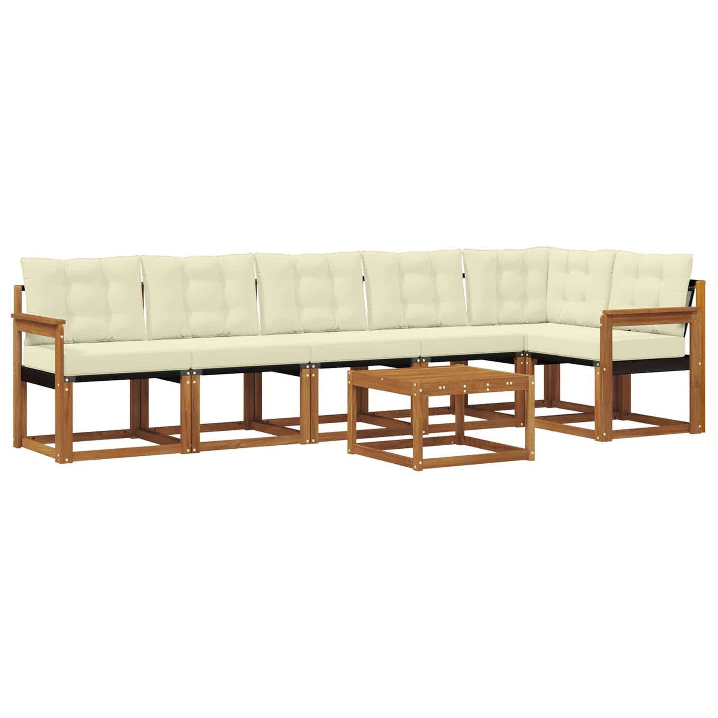 Set di divani da esterno con cuscino 7 pcs Naturale e Crema