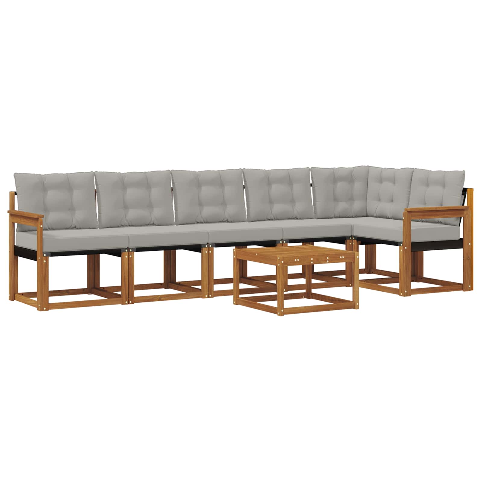 Set di divani da esterno 7 pcs Grigio Naturale e Chiaro | homemem39