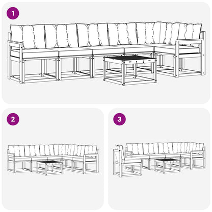 Set di divani da esterno 7 pcs Grigio Naturale e Chiaro | homemem39