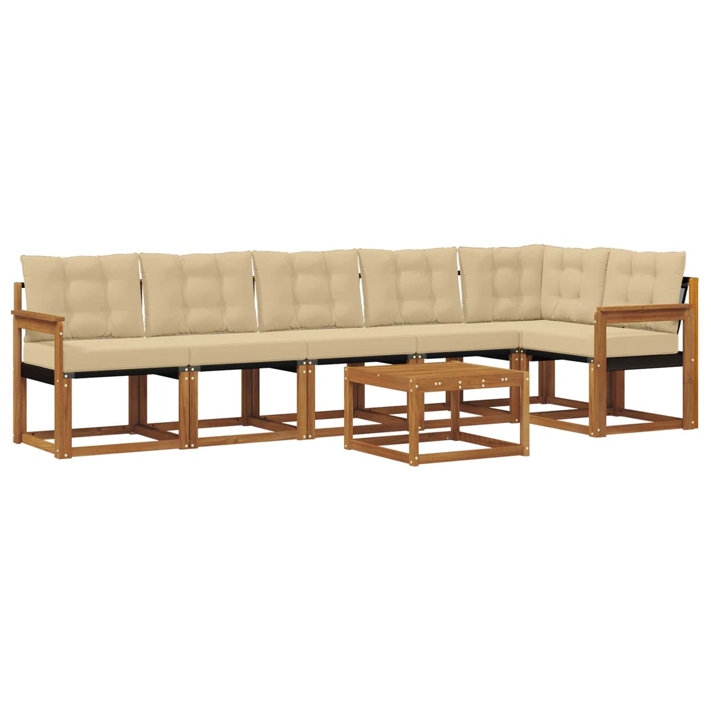 Set di divani da esterno con cuscino 7 pcs Naturale e Beige | homemem39